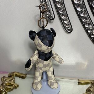 Faux Leather Teddy Bear For LV Bag/Keys Accessory Charm Keyring/Keychain